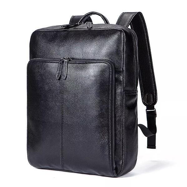 Handmade genuine leather men travel backpack black leather bags wholesale laptop backpack 17 inch Featured Image