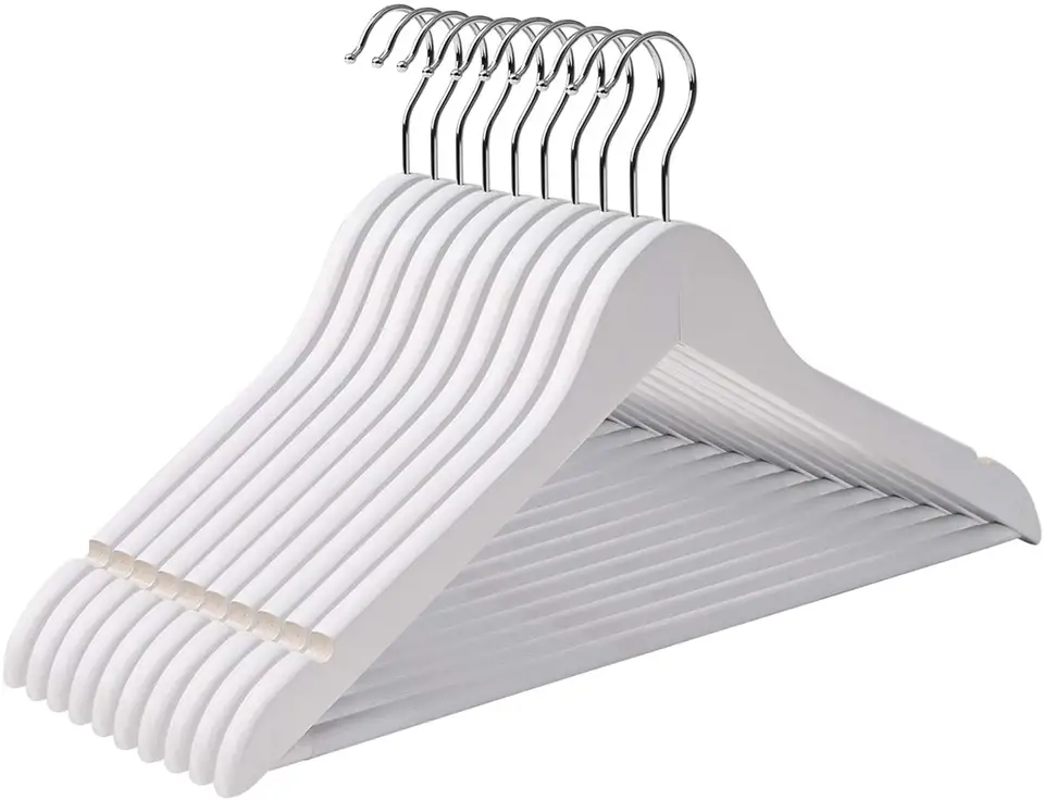 Wooden Hangers in Natural,White,Black,Cherry,Antique Color,Suit Clothes Hanger with Non Slip Pants Bar Featured Image
