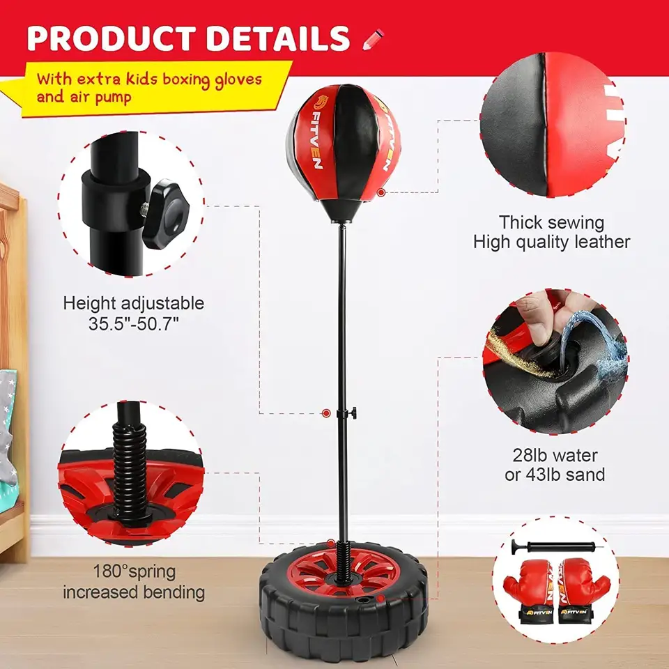 Adjustable punch bag for kids boxing set