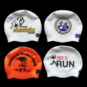OEM Custom Logo Printed Suitable Seamless Hat Silicone Swim Cap For Unisex Kids Adult