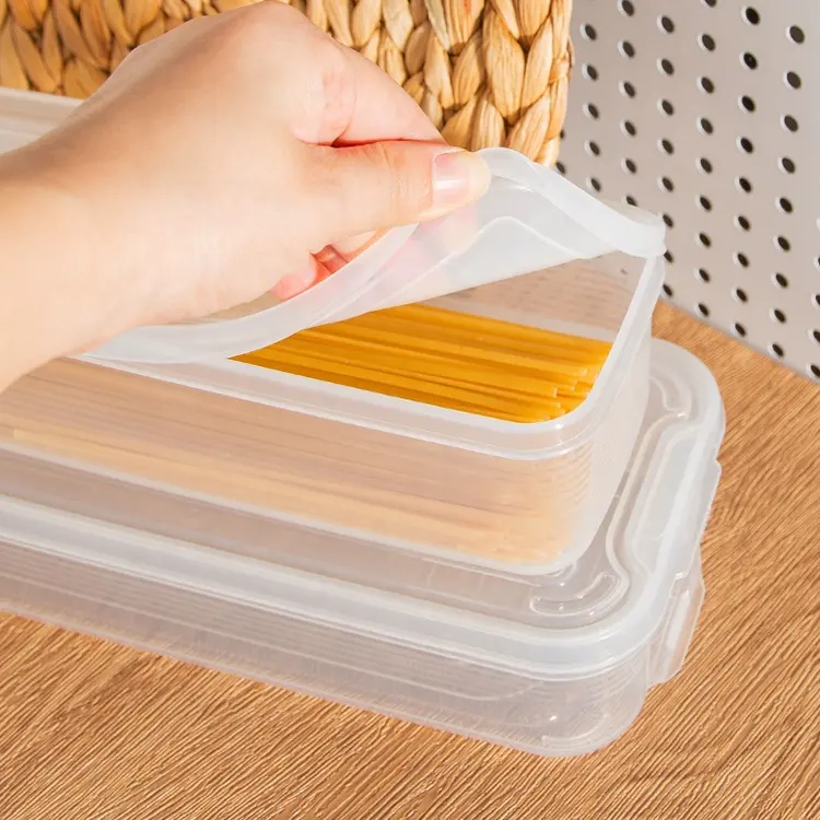  Kitchen Pantry Plastic PP Eggs Fruits Seal Snacks Organizer Spaghetti Storage Box Noodles Food Pasta Storage Container