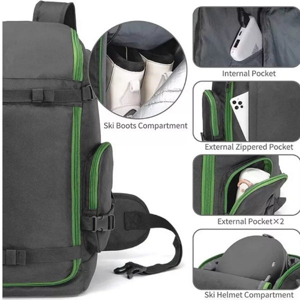 2022 Bonita OEN Outdoor Ski Backpack Helmet Double Shoulder Travel Bag Sports Ski Riding Equipment Backpack 50L Storage Capacity