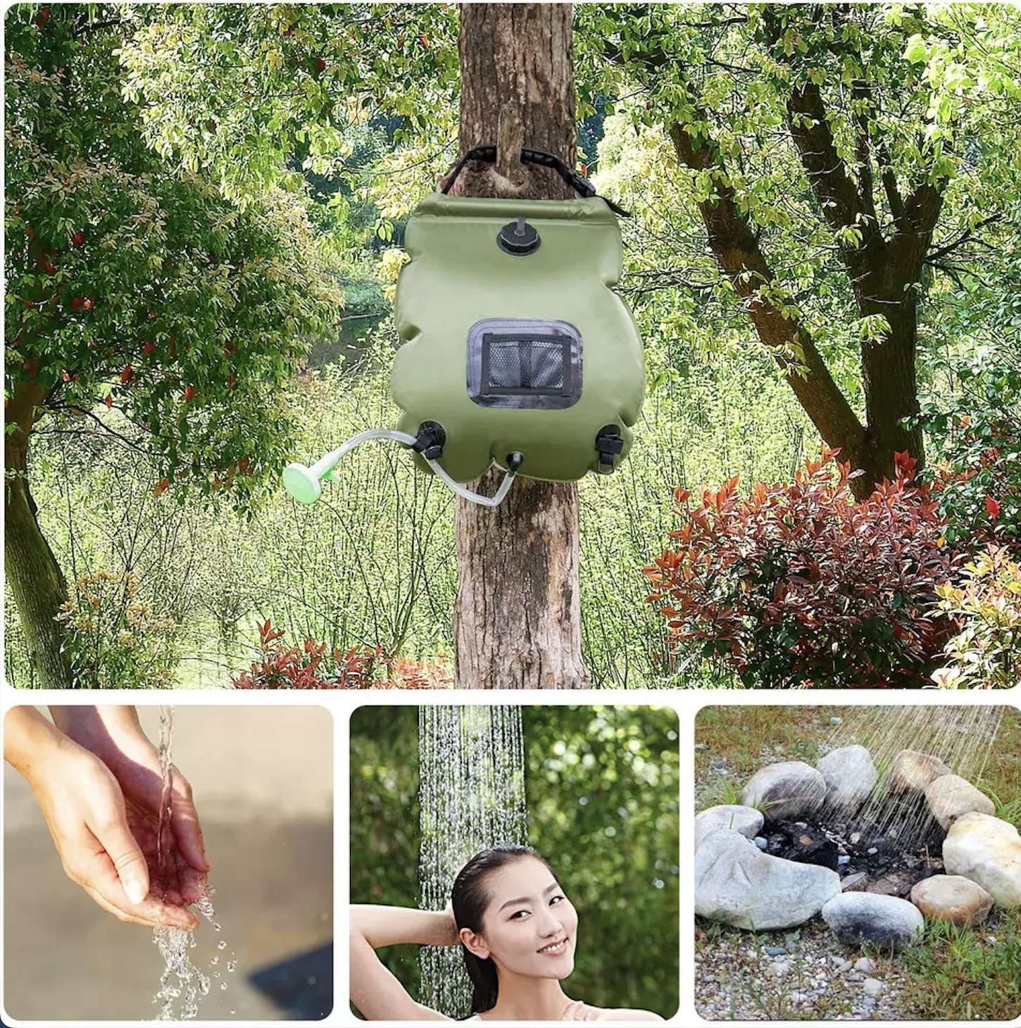 Factory OEM 20L outdoor PVC Hiking travelling Beach portable pool camping solar bath shower heating water bag