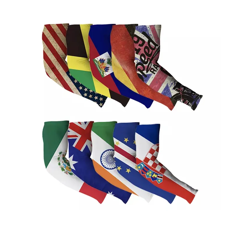 Summer Outdoor Sun Protection Ice Silk Football Sports Fans National Flag Sleeves