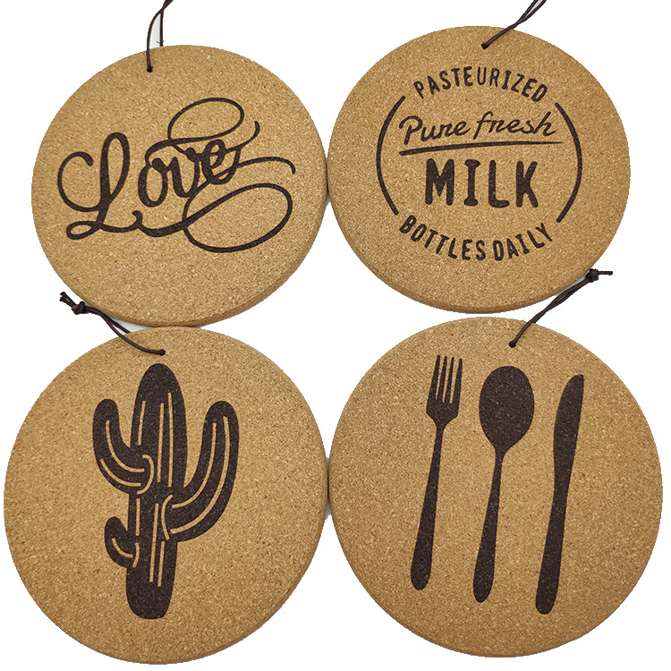 Explosive new heat insulation mat Nordic simple kitchen anti-scald plate mat can hang round cork coasters Featured Image