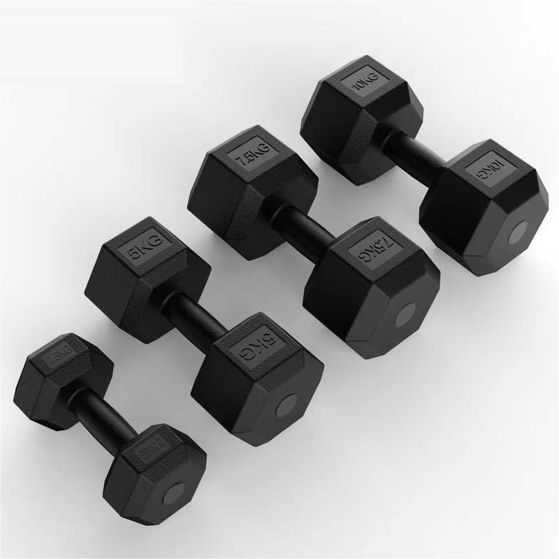 Custom cement hexagonal dumbbells fitness home weightlifting men and women sports fitness equipment for arm muscle wrapped rubber dumbbells