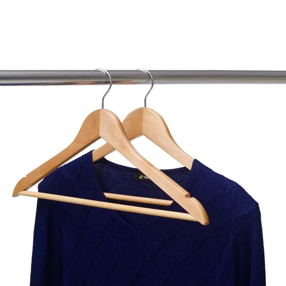Wood Suit Hangers for Clothes Premium Quality Wooden Coat Hangers with logo Strong and Durable Suit Hangers Natural