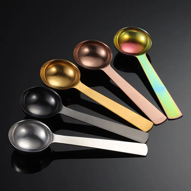 Stainless Steel Silver Welding Measuring Spoon with Handle Titanium Plated Gold Colorful Kitchen Baking Supplies