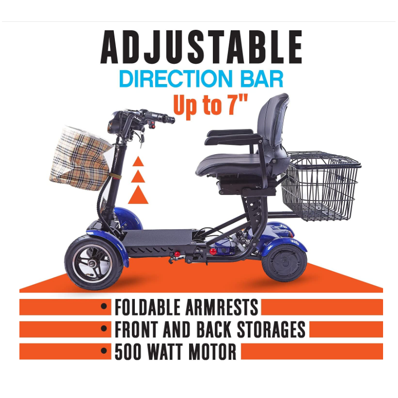All-terrain 4 wheel foldable mobile scooter