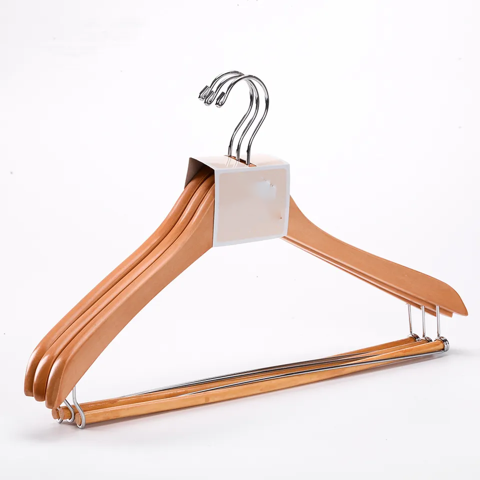 high quality cheap natural china wooden hanger clothes hanger lock with round bar