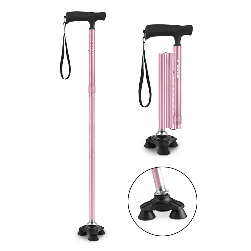 Adjustable Folding Walking Canes 4-Section Aluminum Foldable Walking Sticks for Men Women