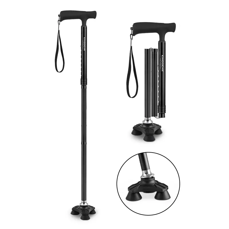 Adjustable Folding Walking Canes 4-Section Aluminum Foldable Walking Sticks for Men Women