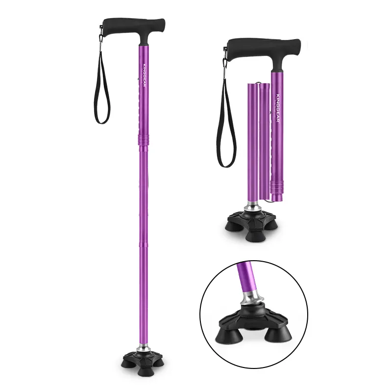 Adjustable Folding Walking Canes 4-Section Aluminum Foldable Walking Sticks for Men Women