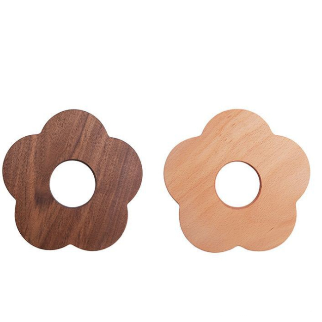 Nordic wood insulated mat, Japanese dish mat, plum round pot mat, coaster, black walnut, beech