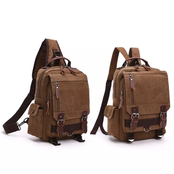 Vintage single sling canvas bags and backpack for men’s big backpacks shoulder bags men travel school bag Featured Image