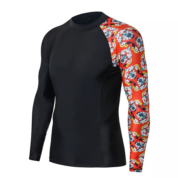 Men’s Rashguard Swim Shirts UPF 50+ Long Sleeve Cool Running Workout SPF/UV Tee Shirts Rash Guard