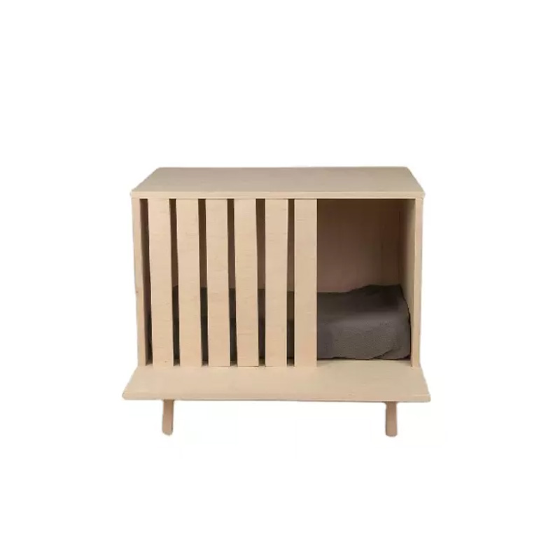 Pet furniture side table with pet cabinet natural solid wood pet cage Featured Image