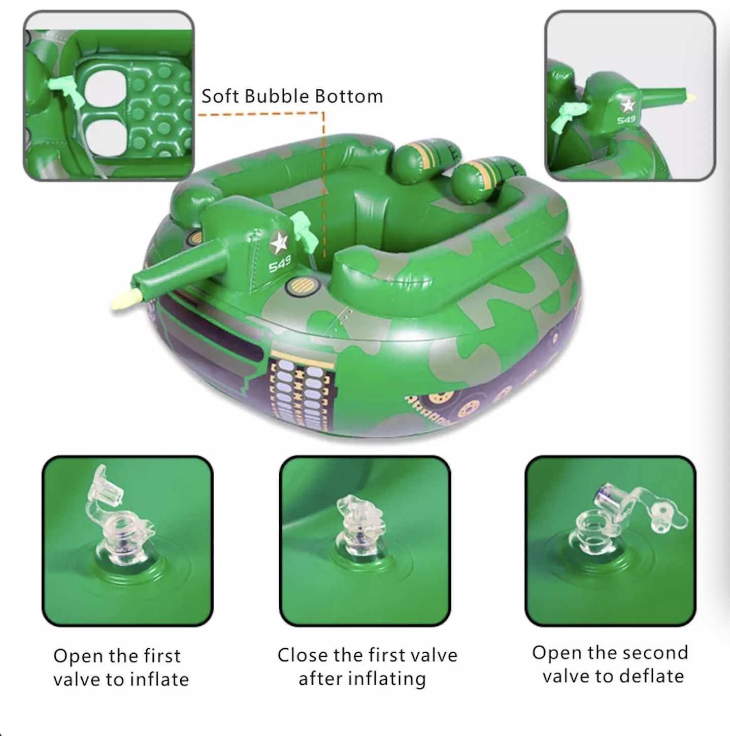 2022 new arrival Water Play Inflatable tank float with water gun blow up Pool Toy Swim inflatable pool float for Adults and Kids