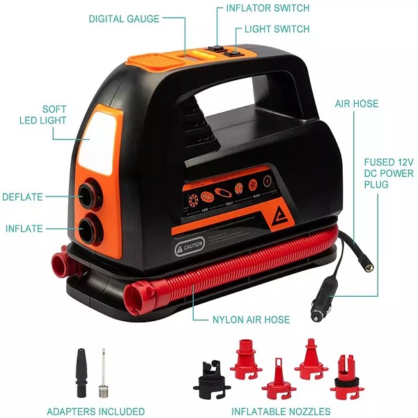 Wholesale OEM double action electric pump 12V 20PSI High Pressure SUP Air Pump Great for inflatable paddle board kayak boat tyre