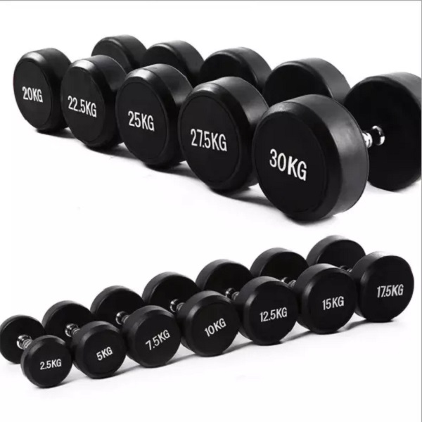 Gym Home Equipment Adjustable Cast Iron Coated Round Rubber Dumbbells Set Weights Lifting Dumbbells