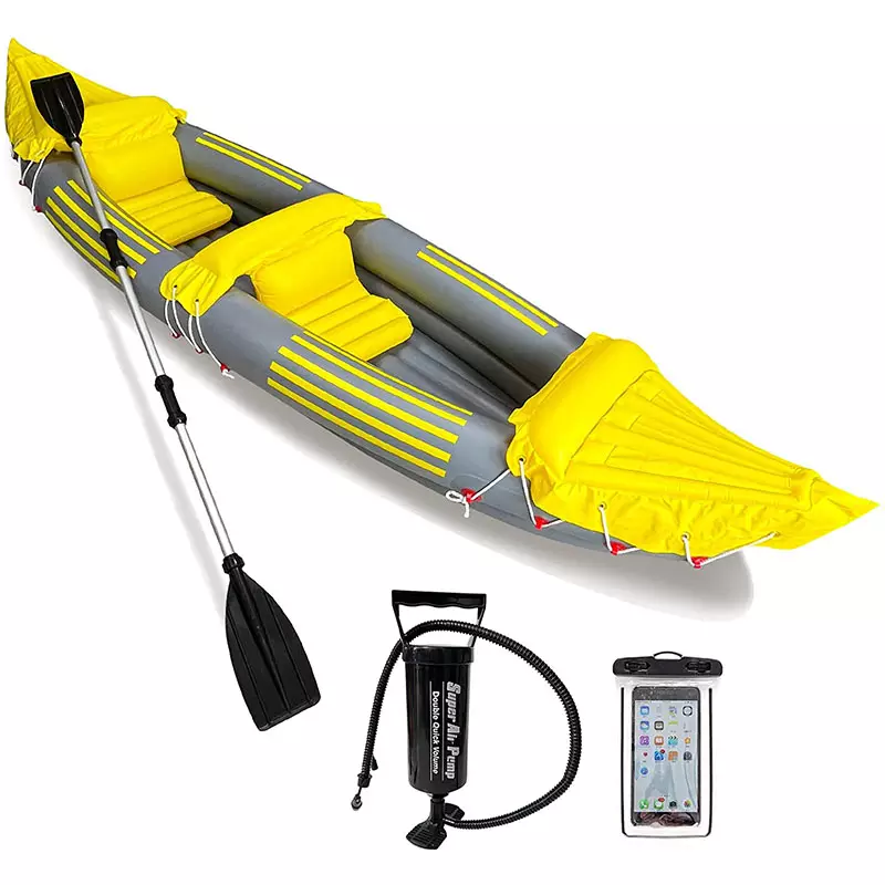 2 people inflatable kayak folding safety independent air valve Featured Image