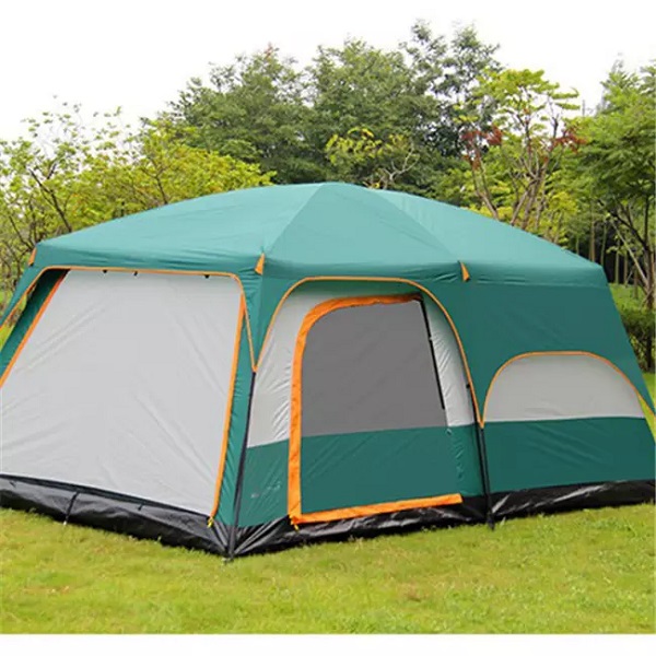 Large luxury double layer 2 rooms 1 living room 6-10 persons family camping outdoor waterproof tent