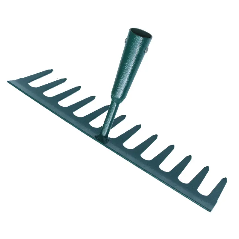 High Tech Garden Rake Types 12 Teeth Durable Carbon Steel Head Garden Tools Metal Rake Featured Image