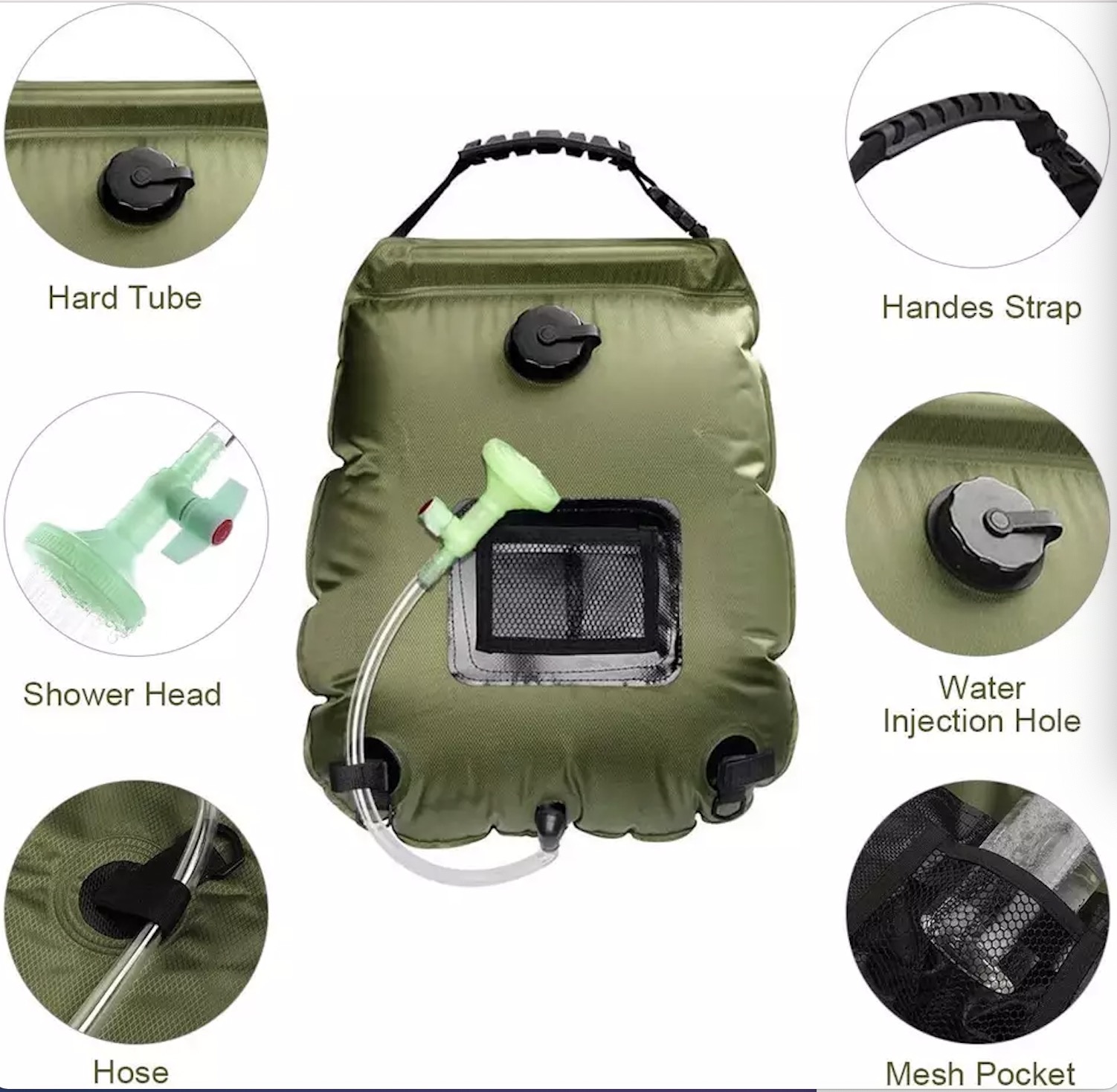 Factory OEM 20L outdoor PVC Hiking travelling Beach portable pool camping solar bath shower heating water bag