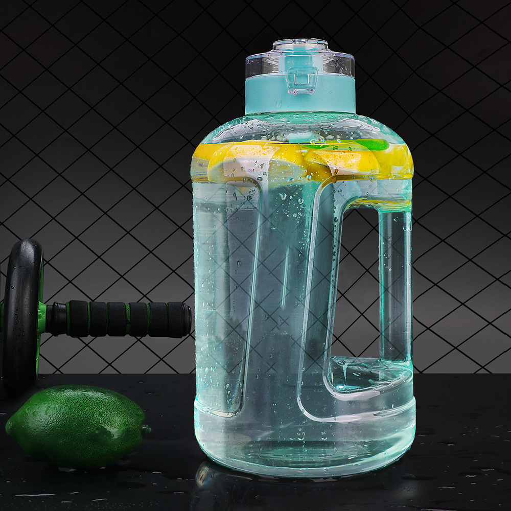 Summer new gallon fitness pot plastic sports large bucket ton ton pot 1500ml with graduated outdoor kettle