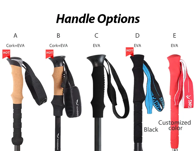 Nordic Alpine Style Foldable 3K Carbon Fiber Trekking Pole For Hiking