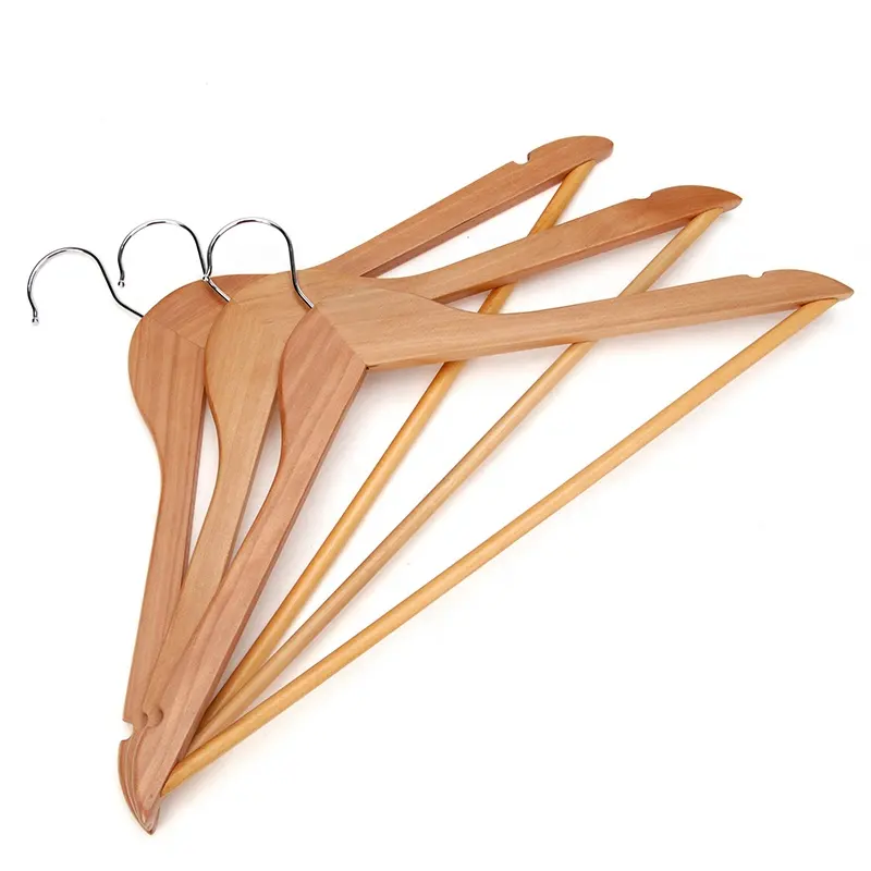 Wholesale High Quality Supermarket Wood Clothes Hangers For Garment Display Featured Image