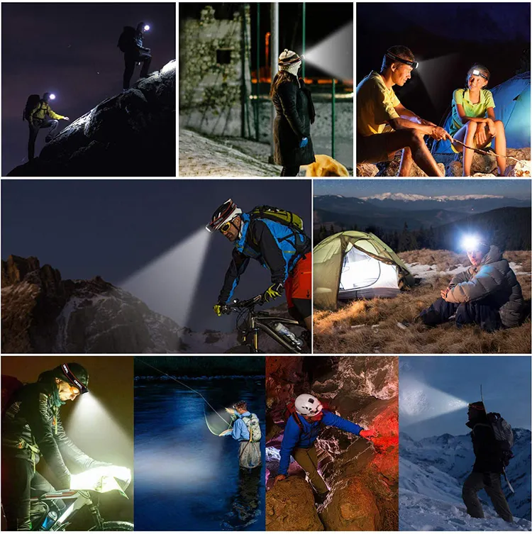 New Product Outdoor Emergency Headlamp Waterproof Rechargeable Red Warning Light Cob Outdoor Headlight