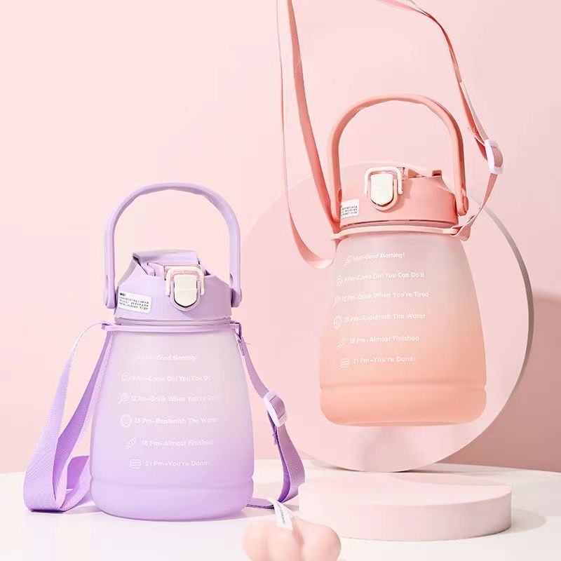 Straw cup summer gradient children’s net celebrity potbelly cup large capacity cute simple silicone casual face value plastic cup