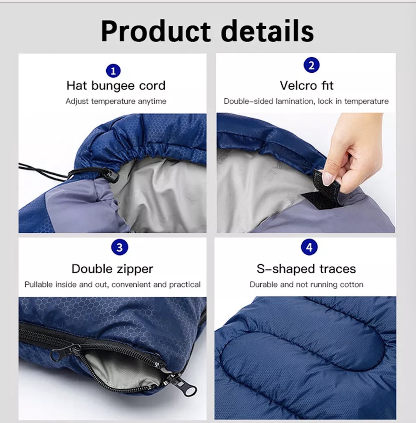 2022 Amazon Hot Sale Outdoor Skin Friendly Cotton Material Cold Proof Lightweight Sleeping Bag Great For Hiking Camping