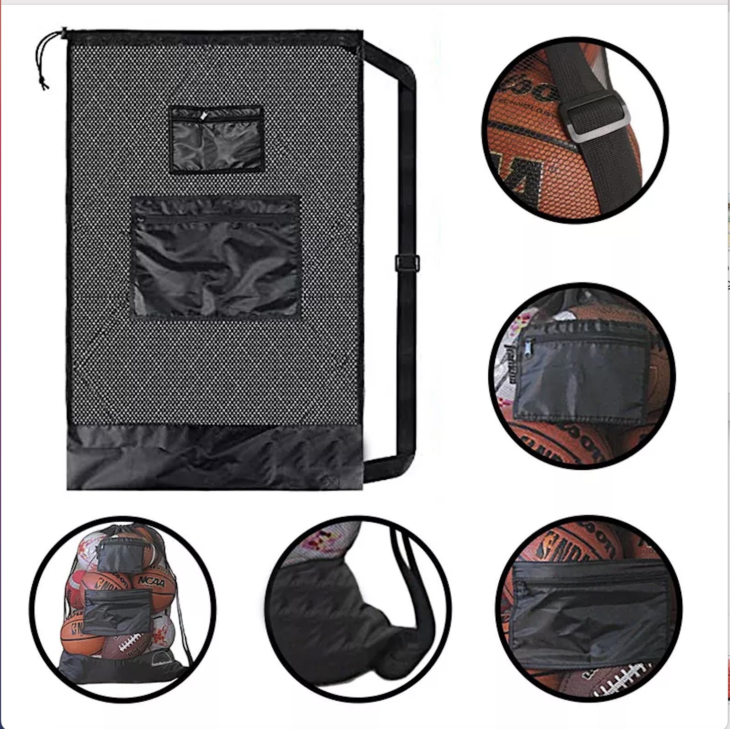 Amazon Hot Sale Drawstring Basketball Bag Extra Large Soccer Ball Bag with Adjustable Shoulder Strap Gear Bag for Football