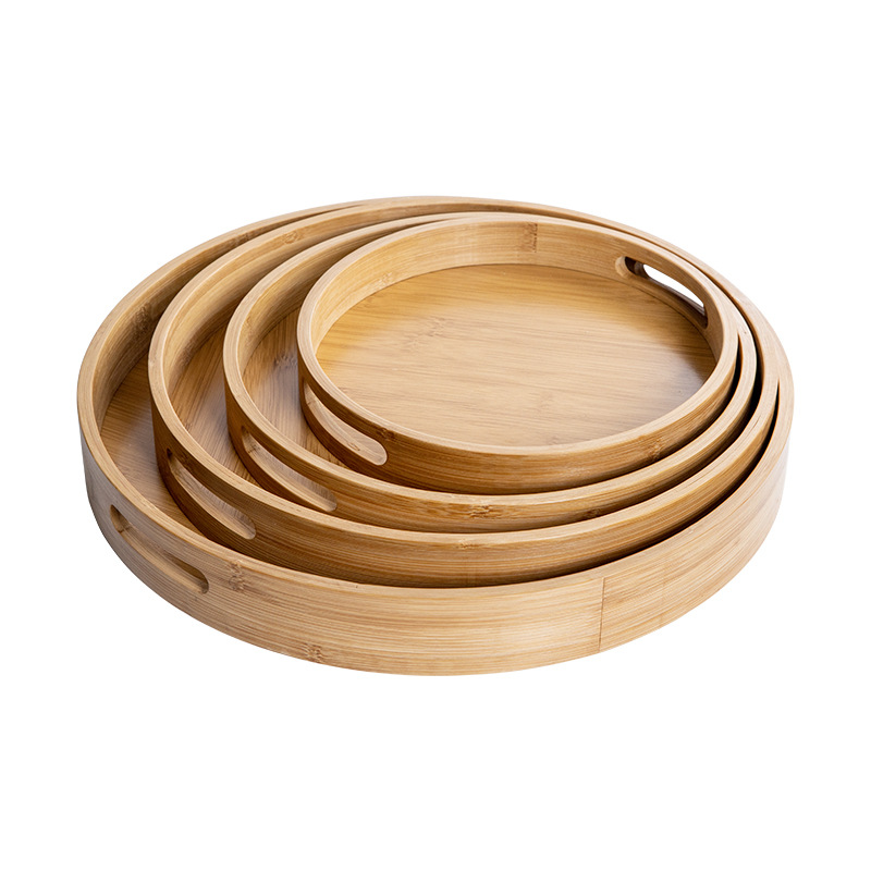 Bamboo tray custom creative Japanese style baking binaural portable round tea tray