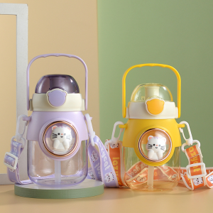 Through space capsule plastic cup food grade pc plastic large capacity girl baby water bottle for school