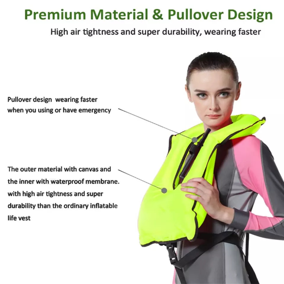 210 Denier Nylon TPU Diving Equipment Self Inflatable Life Jacket,Inflatable Life Snorkel Vest