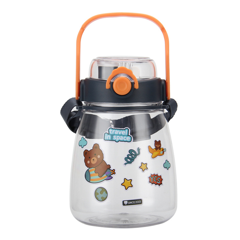 Plastic straw cup high value double drink potbelly water cup girl series large-capacity cartoon kettle