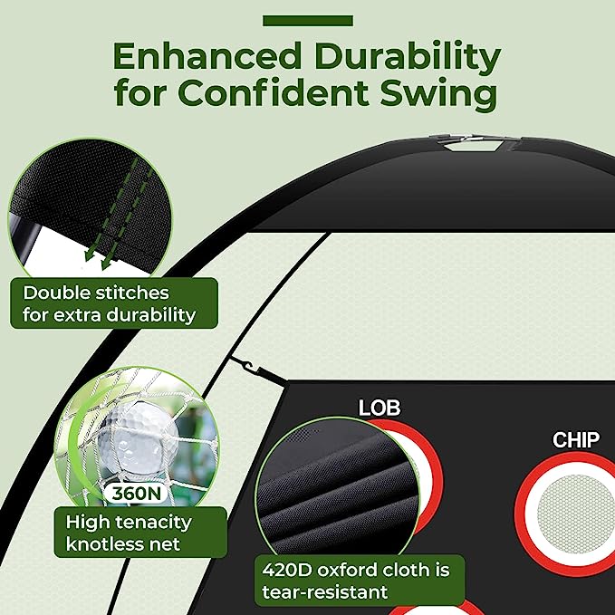 10×7 Feet Golf Practice Mesh with Triple Turf Golf Mat, Professional Cutting Targets