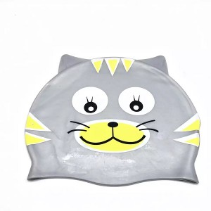Children cartoon silicone swimming cap cat-shaped silicone swimming cap training special swimming cap spot