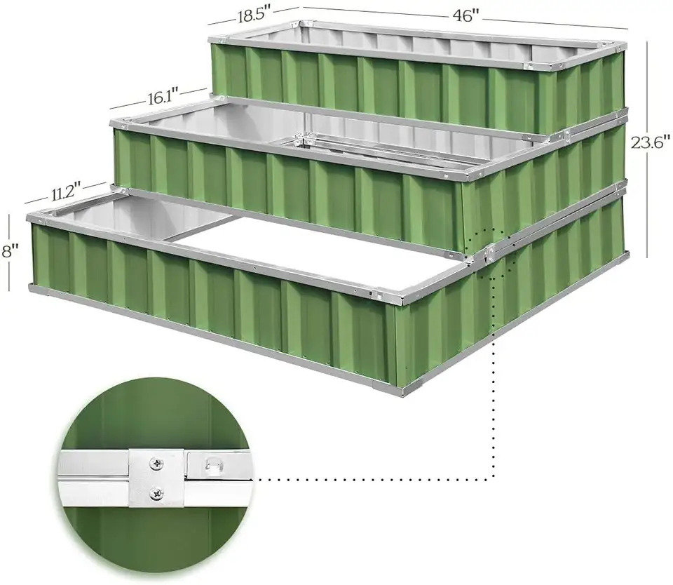 Raised Garden Bed Metal Elevated Planting Box Kit 46.5×46.5×23.6 Inch Outdoor Patio Steel Planter for Vegetables, Flower