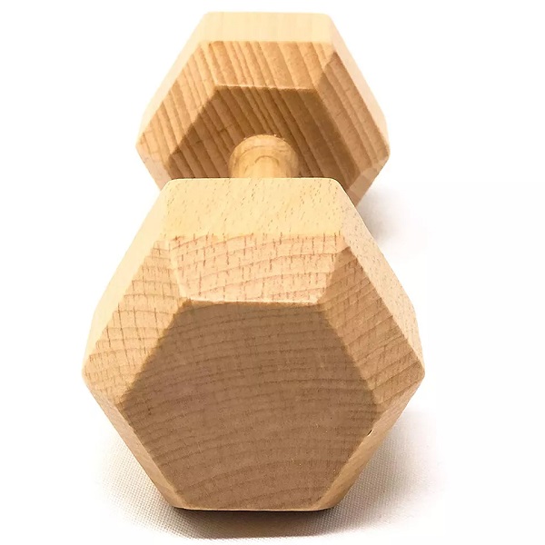 Perfect Toddler Gift Natural Untreated Wood Dumbbell Baby Rattle Toy