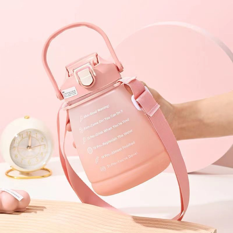 Straw cup summer gradient children’s net celebrity potbelly cup large capacity cute simple silicone casual face value plastic cup