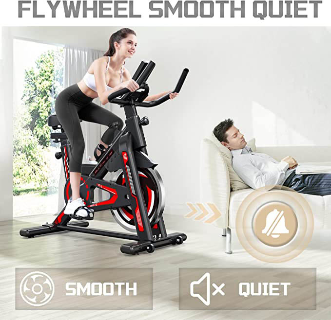 Exercise Bike – Stationary Indoor Cycling Bike for Home GYM with Tablet Holder and LCD Monitor,Silent Belt Drive,Comfortable seat and quiet flywheel