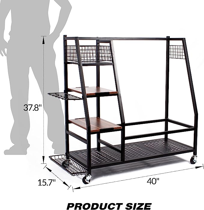 Golf Bag Storage Organizer,Golf Bag Rack Fits 2/3 Golf Bags and Golf Equipment Accessories