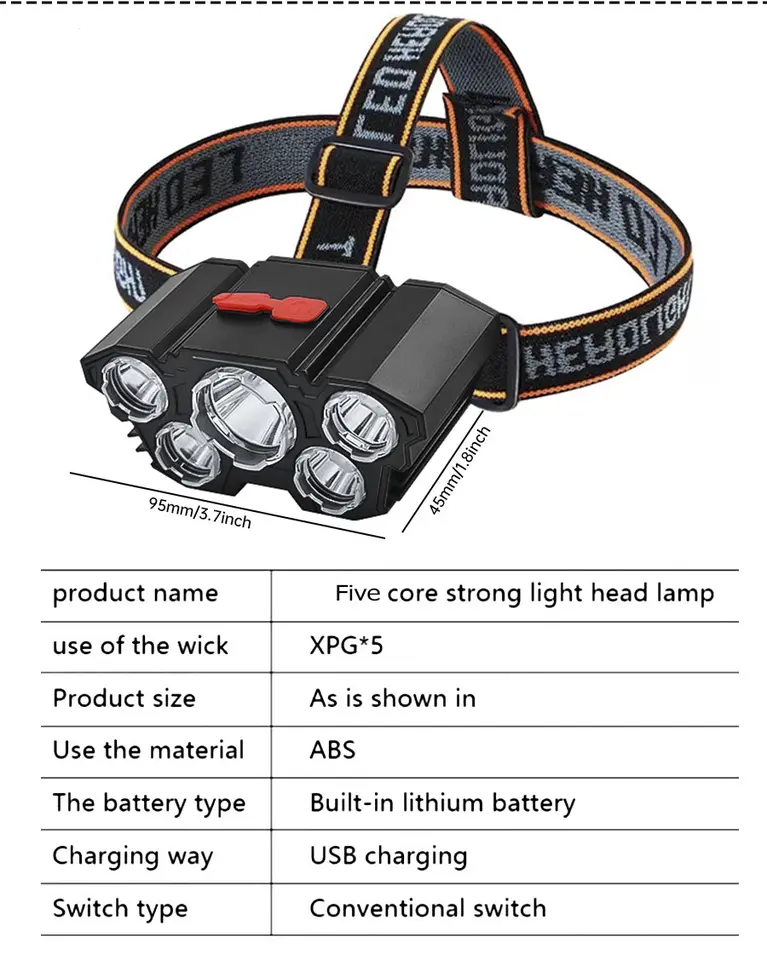 USB charging portable flashlight lantern headlight