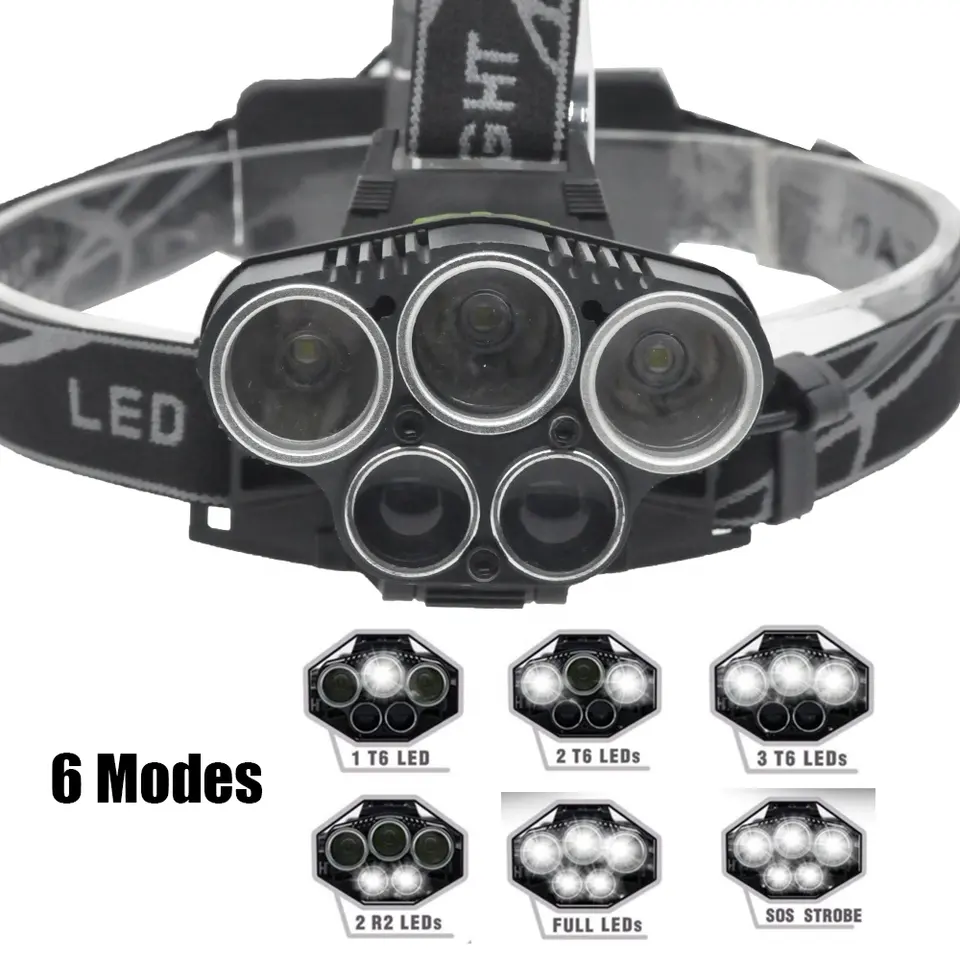 5LED outdoor waterproof USB charging headlight