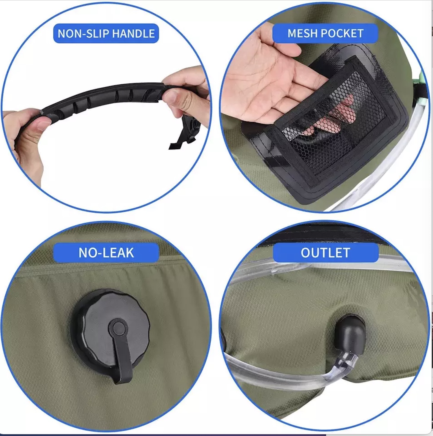 Factory OEM 20L outdoor PVC Hiking travelling Beach portable pool camping solar bath shower heating water bag