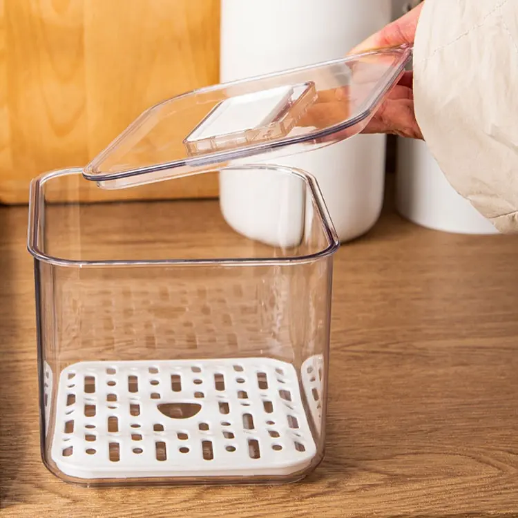 Custom BPA-Free -30~60 PET PP Vegetable Stackable Refrigerator Organizer Bins Plastic Fruit Storage Container For Fridge